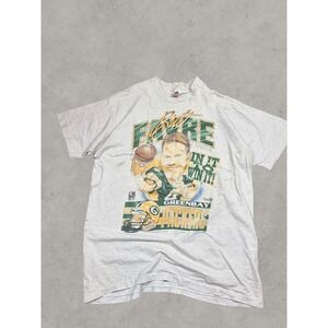 Vintage 1995 Brett Favre Green Bay Packers T-Shirt XL Fruit of the Loom NFL Gray